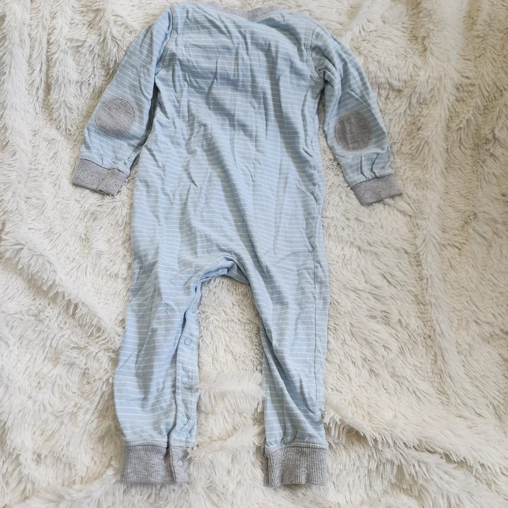 Carter's 100% Cotton Light Blue Striped Bodysuit Snap Closure Long Sleeve 24M